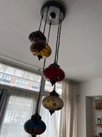 Marokkaanse hanglamp met 5 bollen, Ophalen, Gebruikt, Glas, 75 cm of meer