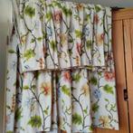 2 x gordijn linnen/ katoen bloemen vintage, Huis en Inrichting, Stoffering | Gordijnen en Lamellen, Gebruikt, Overige kleuren