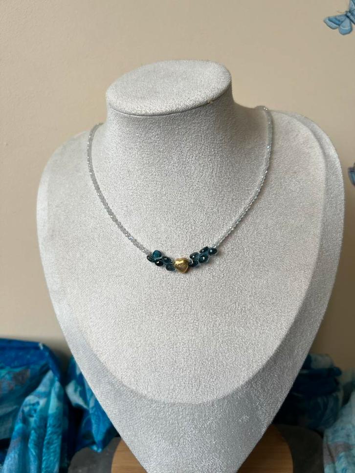 Topaas London blue maansteen geluk zeldzaam uniek, Sieraden, Tassen en Uiterlijk, Kettingen, Nieuw, Zilver, Blauw, Met edelsteen