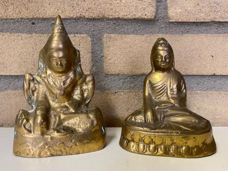 Set bronzen Boeddhabeelden – 9,5 & 11,5 cm – Birma, Antiek en Kunst, Kunst | Beelden en Houtsnijwerken, Ophalen of Verzenden
