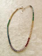 Mooie Fijne Zilveren Armband verschillende kleuren steentjes, Verzenden, Zilver, Armband, Met edelsteen