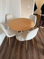 Tafel met 4 Teddy Stoelen, Huis en Inrichting, Stoelen, Wit, Ophalen of Verzenden, Zo goed als nieuw, Vier