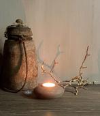 Houten waxinelicht houder kandelaar oud hout stoer sober, Huis en Inrichting, Woonaccessoires | Kandelaars en Kaarsen, Verzenden