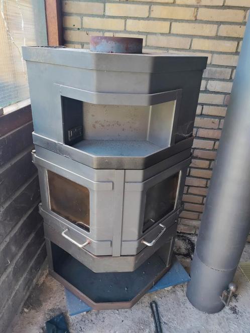 Boley hout Kachel + schoorsteen en rooster de, Huis en Inrichting, Kachels, Gebruikt, Houtkachel, Hout, Ophalen