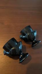 2 zwarte eierdopjes  vintage jaren “80, Ophalen of Verzenden