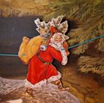 Papieren Slinger van 8x Kerstman Kerstversiering Vintage, Ophalen of Verzenden, Zo goed als nieuw