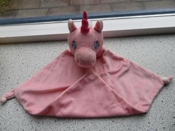 Roze velours knuffeldoek van een Unicorn eenhoorn beschikbaar voor biedingen