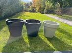 Grote Bloempotten (3 stuks), Tuin en Terras, Bloempotten, Kunststof, Gebruikt, Rond, Binnen
