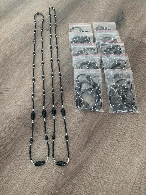 Partij 12 stuks mooie lange kettingen glas KL2, Sieraden, Tassen en Uiterlijk, Kettingen, Nieuw, Overige materialen, Zwart, Ophalen of Verzenden