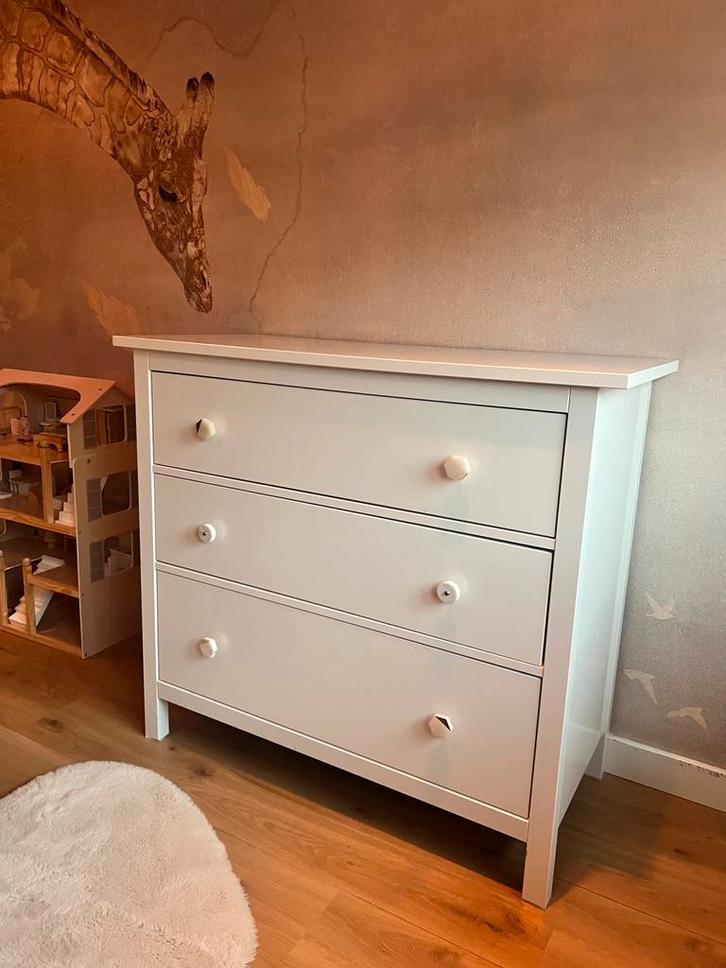 Witte Commode met 3 Lades, Kinderen en Baby's, Kinderkamer | Commodes en Kasten, Zo goed als nieuw, Commode, 90 tot 105 cm, 75 tot 100 cm