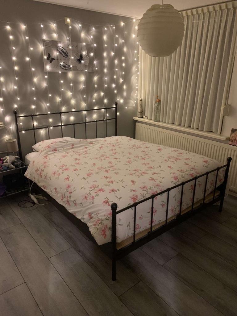 Twee persoons bed, Ophalen, Gebruikt, Zwart, Tweepersoons