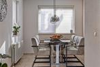 Design RVS eettafel ROOKGLAS UITSCHUIFBAAR, Huis en Inrichting, Tafels | Eettafels, Ophalen, Modern RVS Glas, 200 cm of meer, 50 tot 100 cm