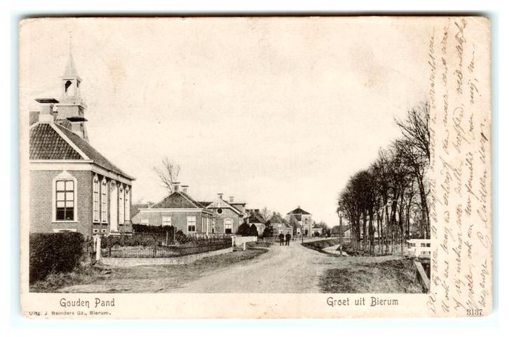 Bierum, Gouden Pand. Lees beschrijving, Verzamelen, Ansichtkaarten | Nederland, Gelopen, Groningen, Voor 1920, Verzenden