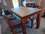 Keuken tafel hout met vier stoelen, Ophalen, Zo goed als nieuw, Hout, 4 tot 6 stoelen