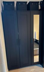 Zwarte kledingkast 3 deurs., Huis en Inrichting, Kasten | Kledingkasten, Ophalen, Met hangruimte, Zo goed als nieuw, 150 tot 200 cm