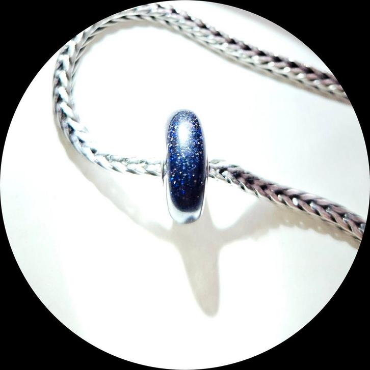 Trollbeads murano Blauwe Goudsteen TAGBE-62024 / retired, Sieraden, Tassen en Uiterlijk, Bedels, Zo goed als nieuw, Trollbeads