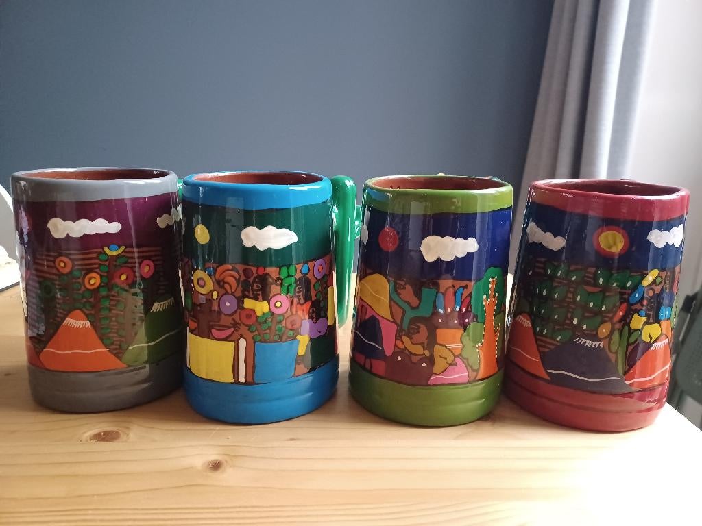 Mexicaanse mokken met cactus handvat, Huis en Inrichting, Keuken | Servies, Keramiek, Nieuw, Ophalen of Verzenden, Overige stijlen