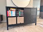 IKEA KALLAX kast met accessoires en onderstel - zwart, Ophalen, Overige materialen, 100 tot 150 cm, Zwart