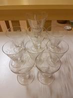 Gegraveerde glazen 9 stuks, Antiek en Kunst, Antiek | Glas en Kristal, Ophalen of Verzenden
