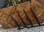 Visgraat Tafelblad met Metalen Poten, Ophalen, Eikenhout, 50 tot 100 cm, Zo goed als nieuw
