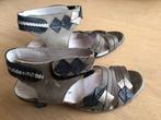 Dkode maat 39 leren open schoenen met hak zgan blauw taupe, Ophalen of Verzenden, Zo goed als nieuw, Blauw, Sandalen of Muiltjes