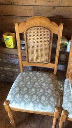 4 Houten Stoelen met Stoffen Bekleding, Ophalen, Gebruikt, Overige kleuren, Vier