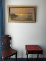 Olieverfschilderij van Jac. de Groot – Zonsondergang, Antiek en Kunst, Ophalen of Verzenden