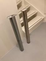Twee robuuste tafelpoten RVS-look, Huis en Inrichting, Tafelonderdelen, Tafelpoot, Minder dan 50 cm, Gebruikt, 50 tot 100 cm