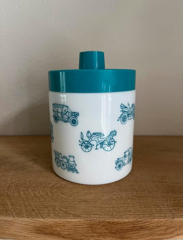 Douwe Egberts opaline voorraadpotje, Verzamelen, Retro, Overige typen, Ophalen of Verzenden