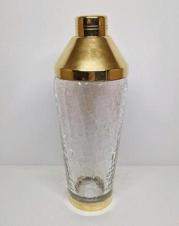 Vintage glazen craquelé cocktailshaker Frankrijk 1960.