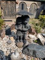 Leuk tuinbeeld/fontein met twee kinderen onder paraplu, Ophalen, Gebruikt, Fontein