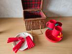 Vintage rieten picknick mand met inhoud, Ophalen of Verzenden, Gebruikt
