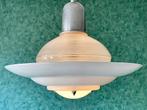 50’s Art Deco Holophane UFO Hanglamp. Ø Opaline schaal 46CM, Ophalen of Verzenden, Gebruikt, Glas, Art Deco Industrieel