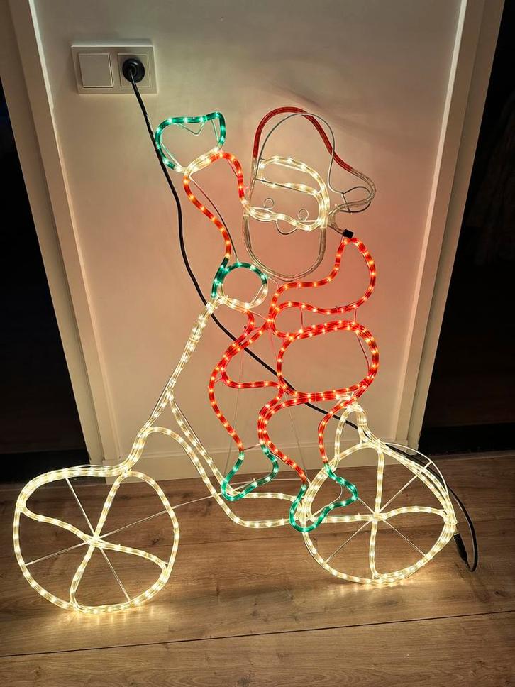 Kerstman op fiets lichtgevend, Diversen, Kerst, Gebruikt, Ophalen
