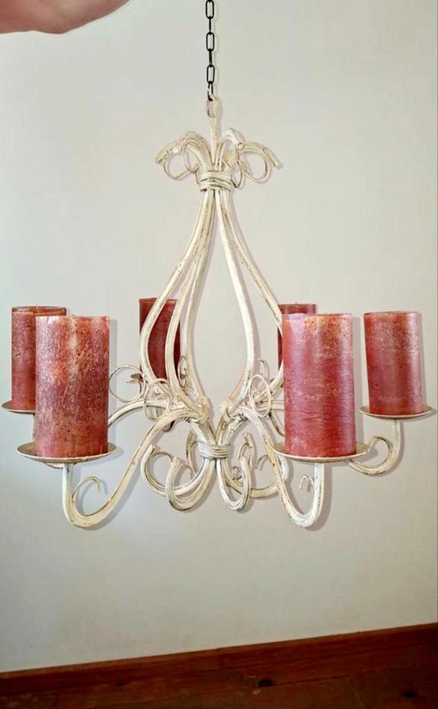 Rustieke landelijke boerderij kroonluchter, 6 kaarsen Ehv, Huis en Inrichting, Lampen | Kroonluchters, Ophalen of Verzenden