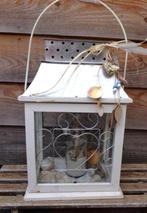 Groot wit /zilver windlicht in  45x29cm, Ophalen, Gebruikt, 25 tot 50 cm, Wit