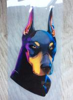 Gave grote Dobermann Synthwave Hond Sticker nieuw, Ophalen of Verzenden, Nieuw, Bedrijf of Vereniging