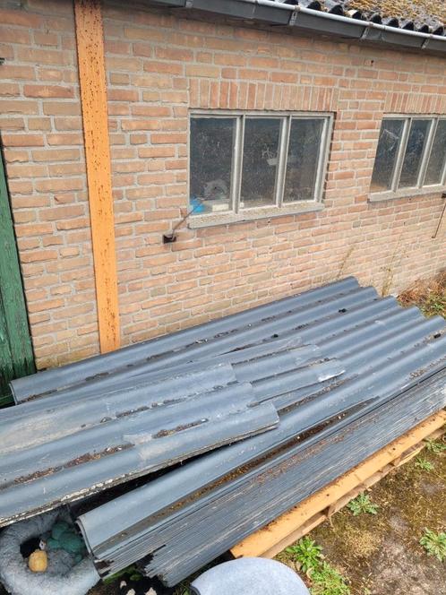 Asbestvrije golfplaten 243cm lang, Doe-het-zelf en Verbouw, Dakpannen en Dakbedekking, Zo goed als nieuw, Golfplaat, Zwart, 15 m² of meer