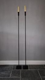 Metalen vloerkandelaar zwart set 140cm, Zwart, Ophalen of Verzenden, Zo goed als nieuw, Kandelaar