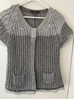 Luisa Cerano zilvergrijs zijden vestje met korte mouwen 42, Verzenden, Maat 42/44 (L), Luisa Cerano, Grijs