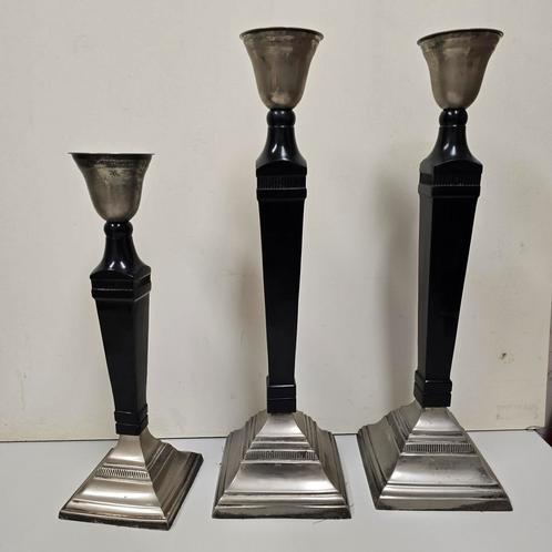 Vintage kandelaars, 1 h 35 cm en 2 h 45 cm, Antiek en Kunst, Antiek | Kandelaars, Koper of Brons, Ophalen of Verzenden