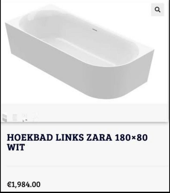Nieuw Zara hoekbad links 180x80- direct af te halen!, Huis en Inrichting, Badkamer | Complete badkamers, Nieuw, Met bad, Ophalen