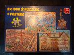 3x Jan van Haasteren puzzel 1000 stukjes + posters compleet, Hobby en Vrije tijd, Denksport en Puzzels, Ophalen of Verzenden, 500 t/m 1500 stukjes