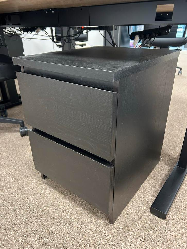 2x Ikea Malm Zwart ladekastje met 2 laden, Huis en Inrichting, Kasten | Ladekasten, Zo goed als nieuw, Minder dan 100 cm, Minder dan 50 cm