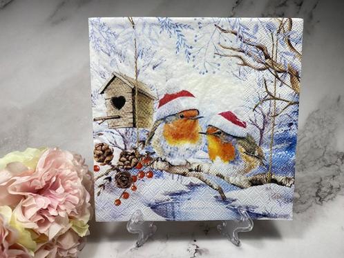 Ambiente knutsel servetten 2 roodborstjes in sneeuw nr 104, Hobby en Vrije tijd, Knutselen, Nieuw, Materiaal, Ophalen of Verzenden