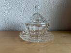 Een mooi glazen jampotje met deksel., Antiek en Kunst, Ophalen of Verzenden