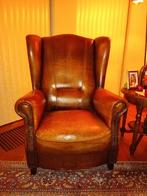 Schapenleren Fauteuil merk Joris type Teun (Hoog), Huis en Inrichting, Ophalen, Gebruikt, Vintage schapenleer, 50 tot 75 cm