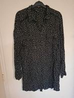 Mooie lange blouse, zwart met wit motiefje maat 48 MS mode, Ophalen of Verzenden, Zo goed als nieuw, Zwart, Blouse of Tuniek