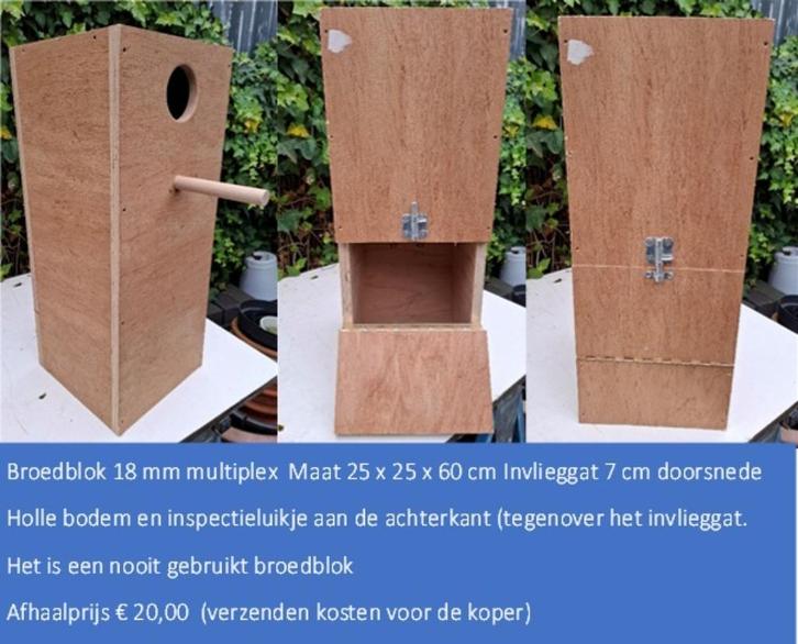 Broedblok 25 x 25 x 60 cm, Dieren en Toebehoren, Vogels | Hokken en Kooien, Nieuw, Broedkooi of Kweekkooi, Hout, Ophalen of Verzenden