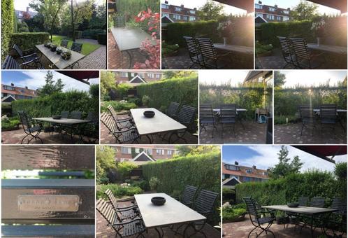 Stijlvolle Tuintafel (180x90x73) + 4 tuinstoelen Anton Damen, Tuin en Terras, Tuintafels, Gebruikt, Rechthoekig, Overige materialen